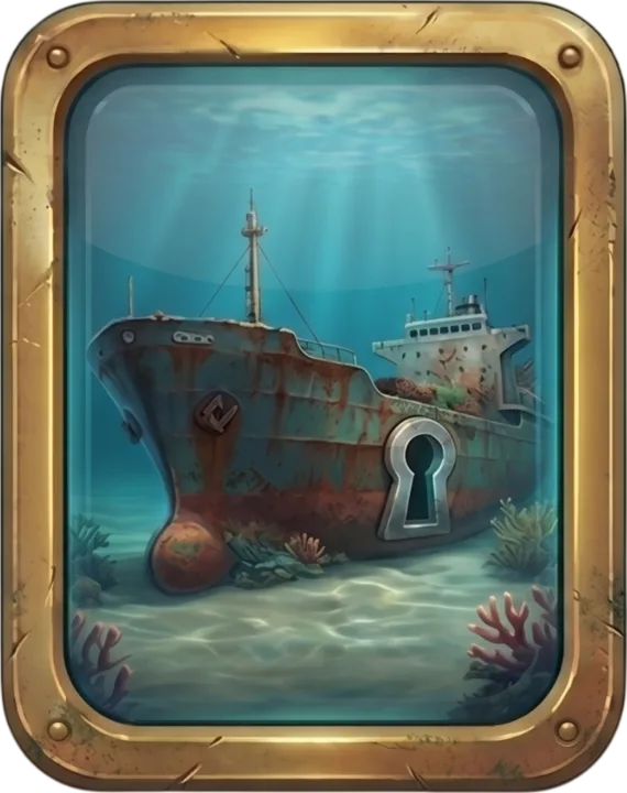 A rusted freighter half buried in sand