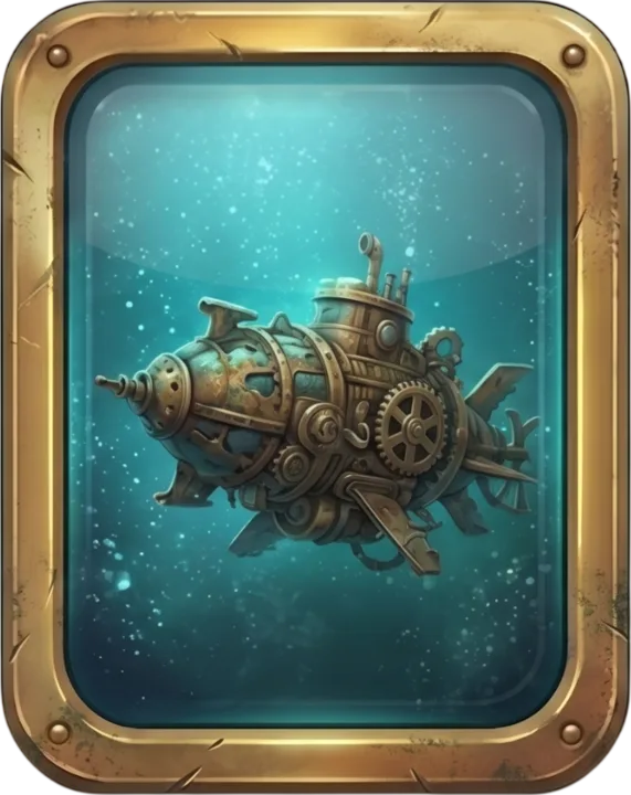 A brass steampunk submarine